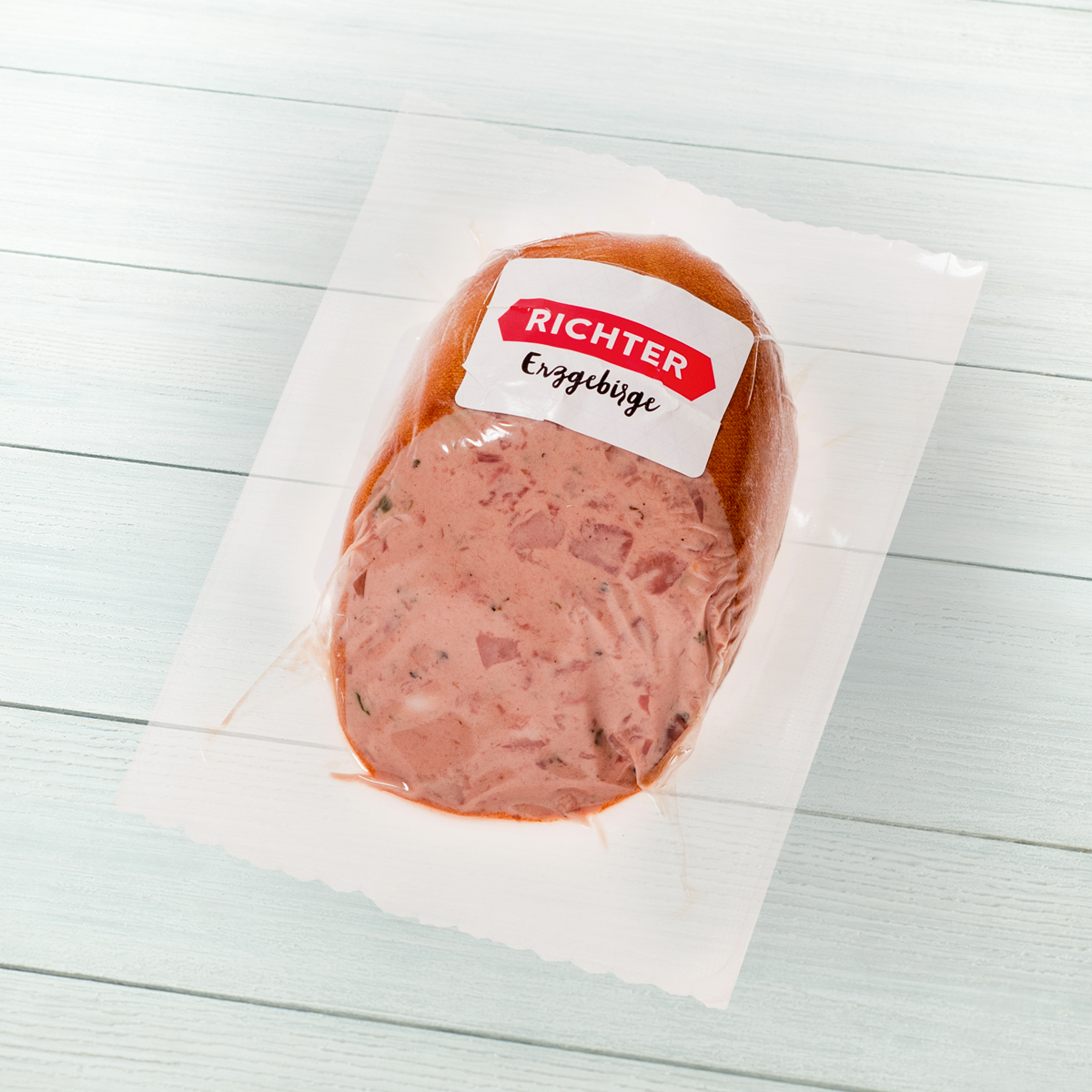 Oederaner Kasslerleberwurst im Schrägschnitt Verpackung